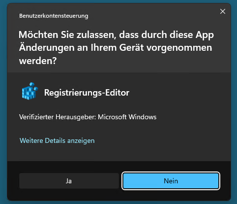 Admin Freigabe RegistryEditor